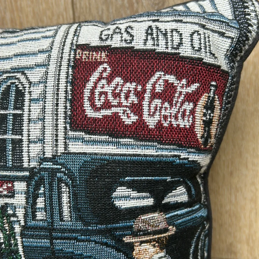 Vintage Coca Cola John Deere Tapestry Throw Pillow 16in x 14in Tractor